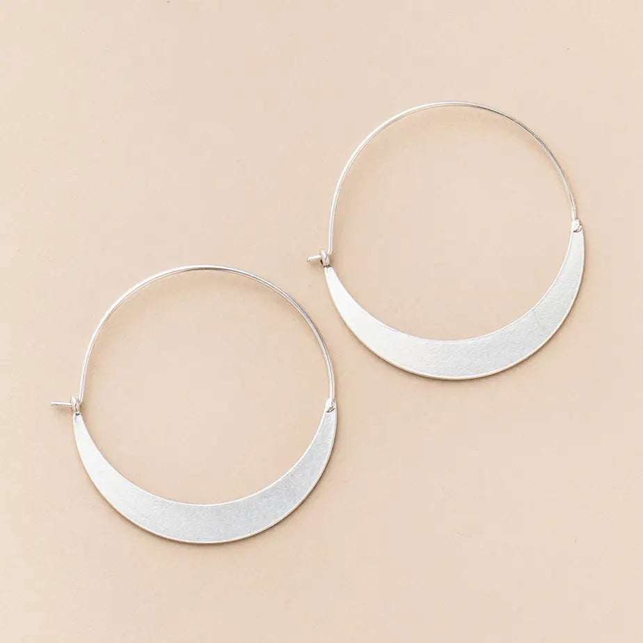 Refined Earring Collection - Crescent Hoop/Silver