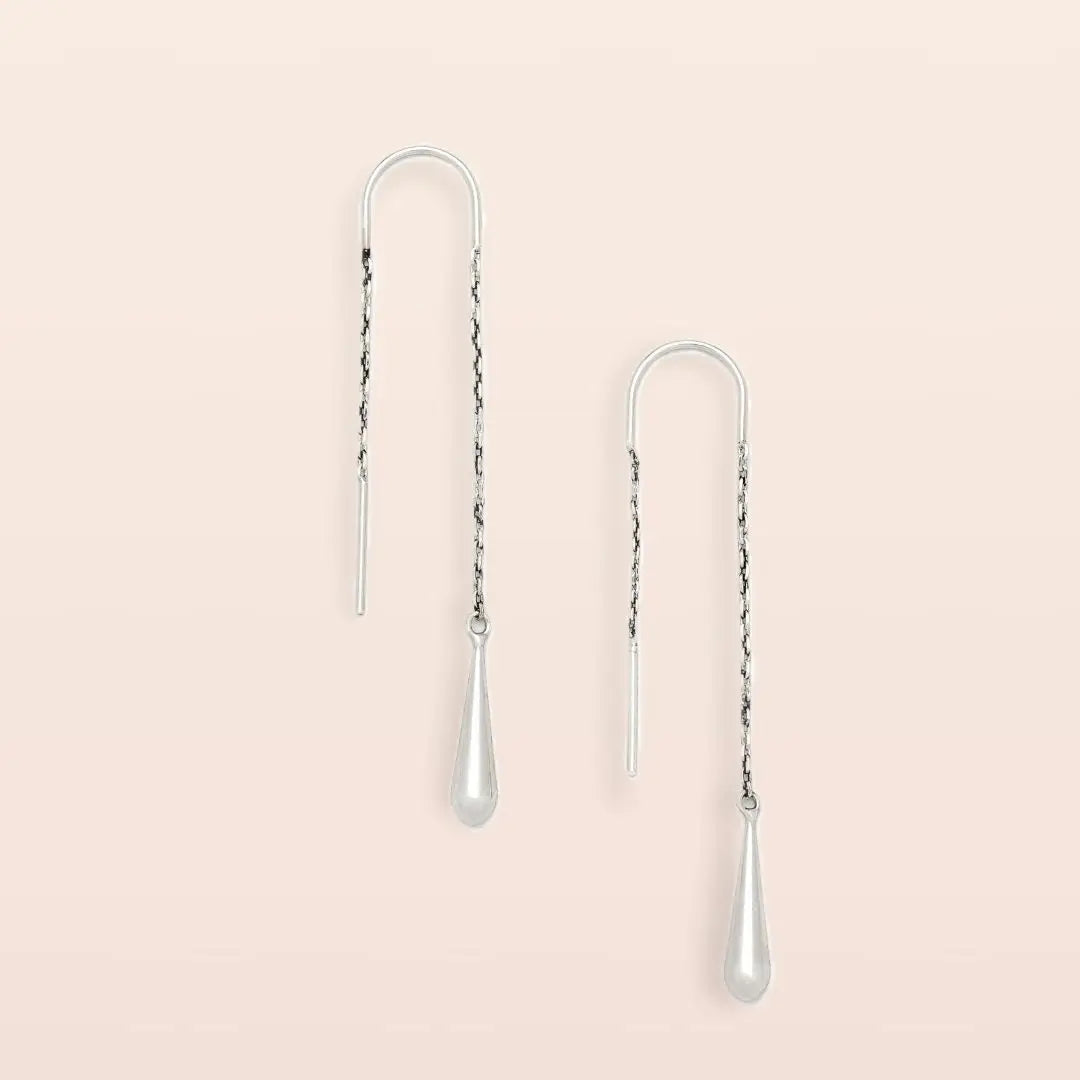 Refined Earring Collection - Teardrop Threader/Silver