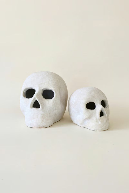 Cement Halloween Skulls Luminaries