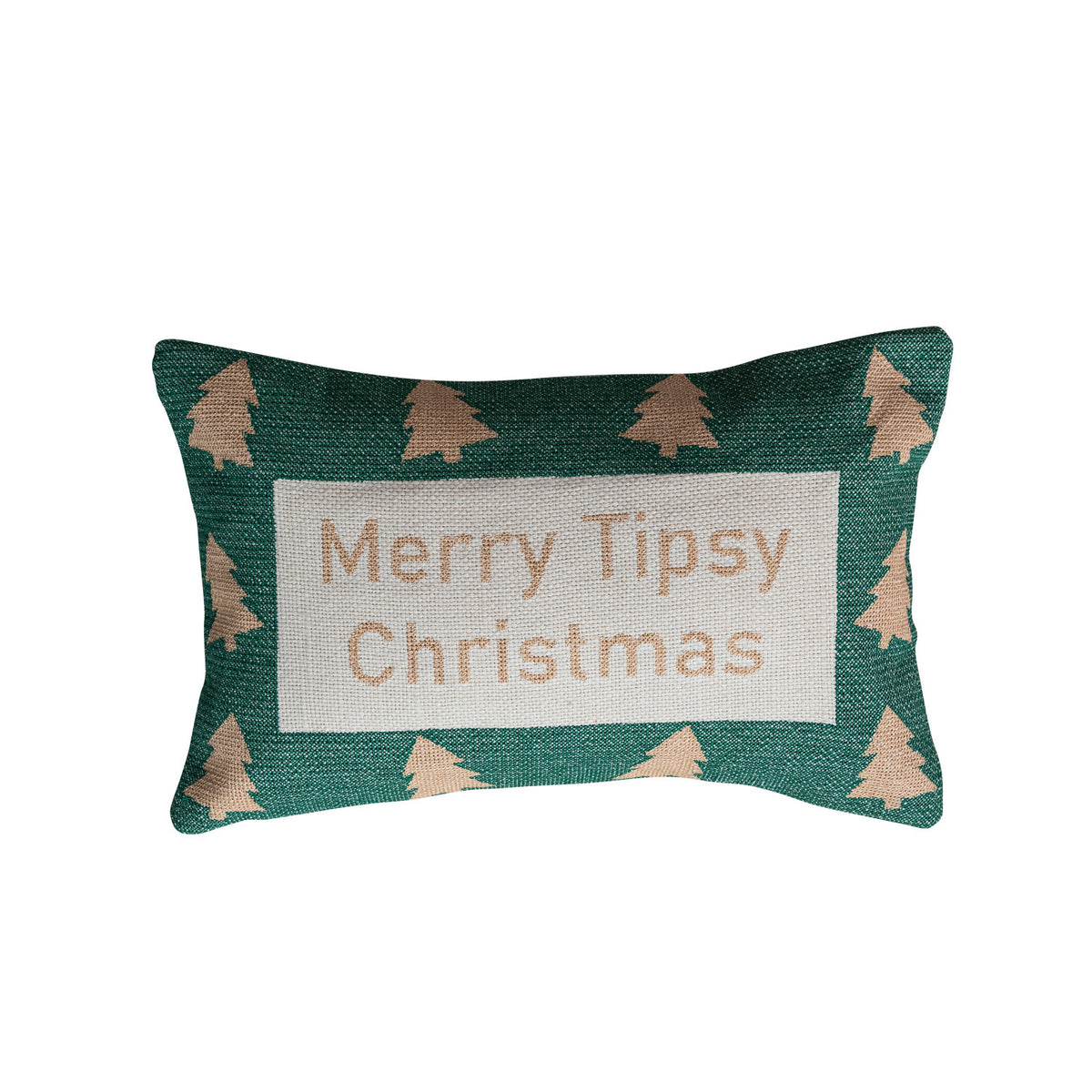 "Merry Tipsy Christmas" Cotton Embroidered Pillow
