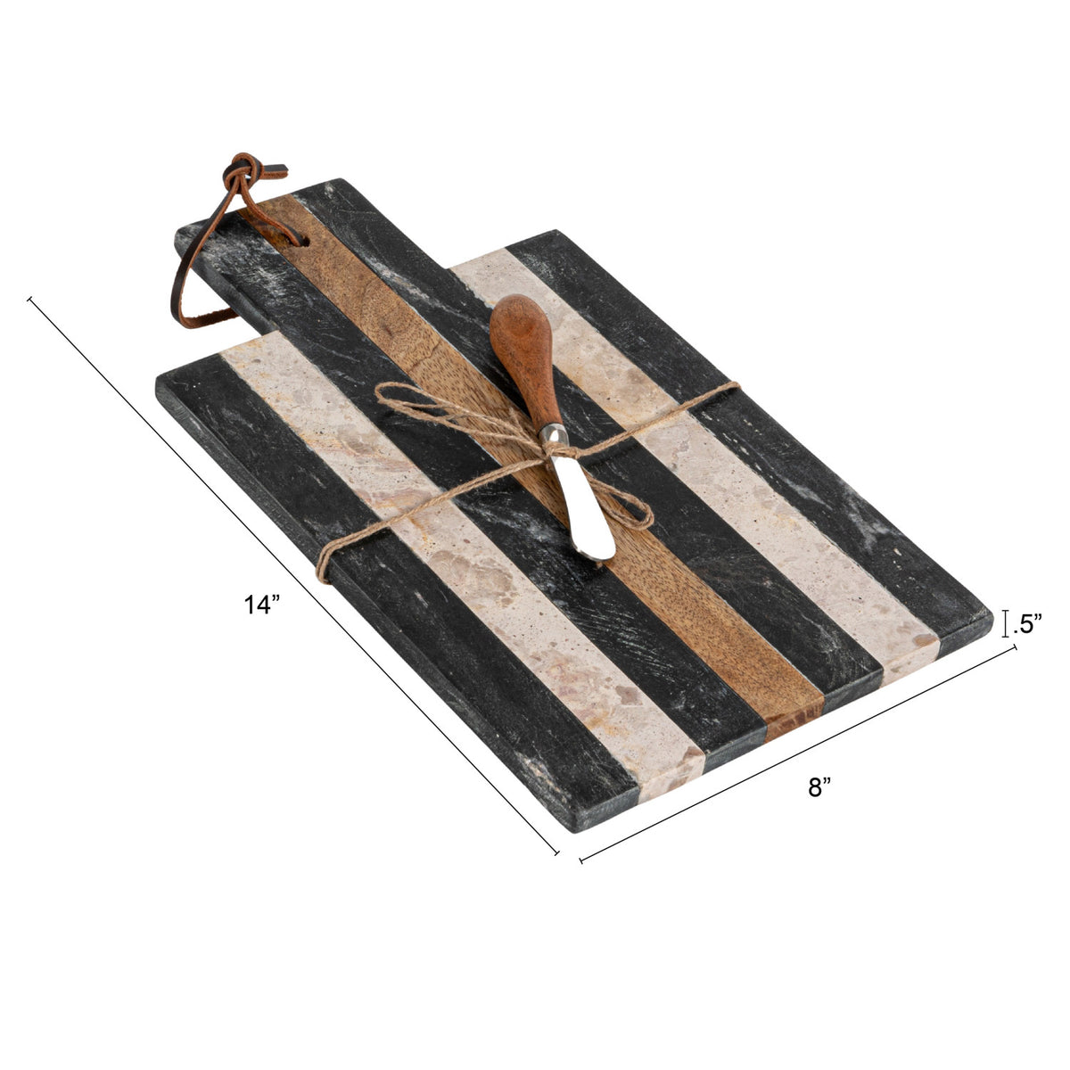 Marble Board with Leather Tie & Canape Knife