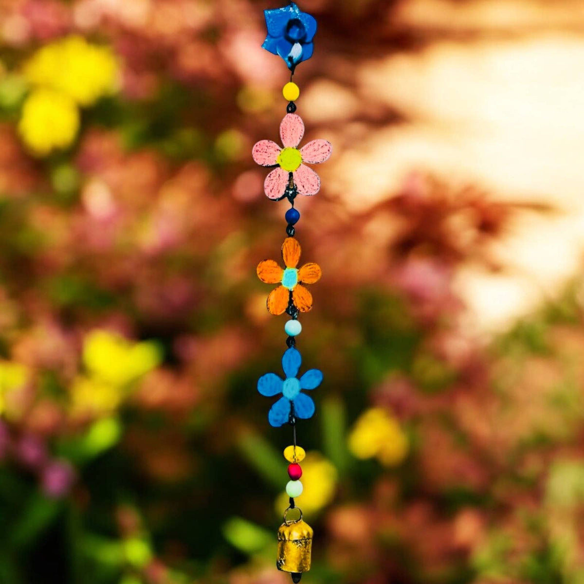 Metal Flower Wind Chime With Bell Ornament