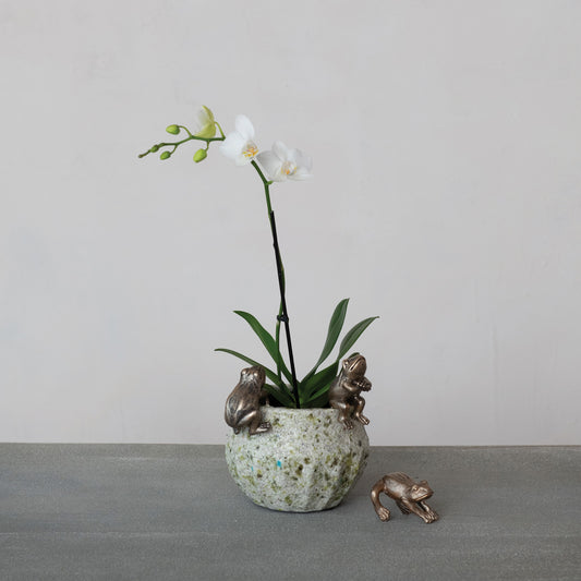 Resin Frog Pot Hanger in Gold Finish