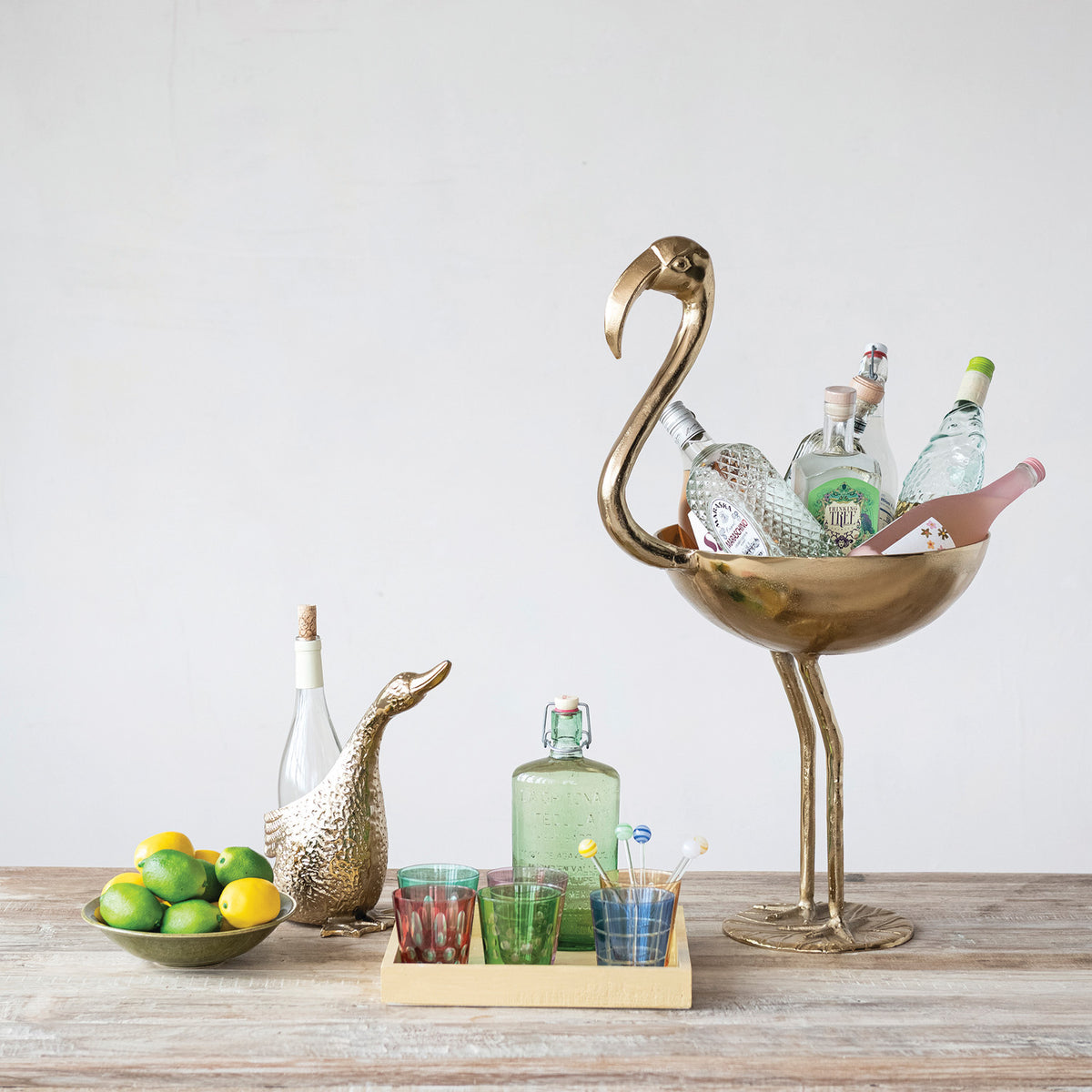 Cast Aluminum Duck Shaped Bottle Holder