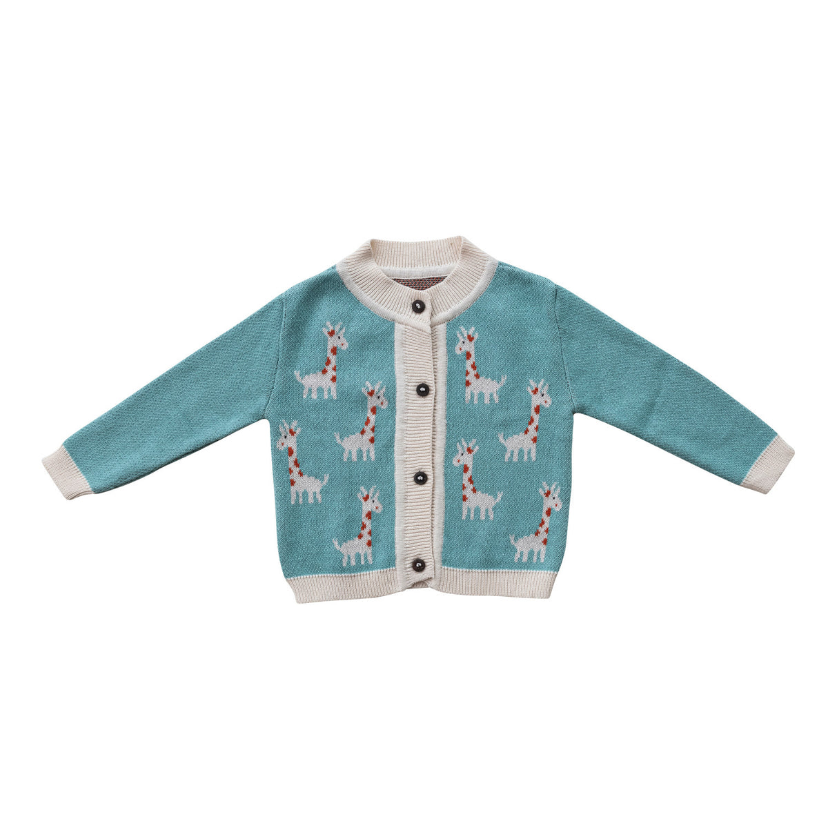 Cotton Knit Baby Cardigan Sweater with Wood Buttons
