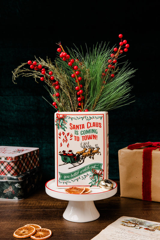 Santa is Coming to Town Book Vase