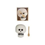 Stoneware Skull Shaped Dish with Spoon