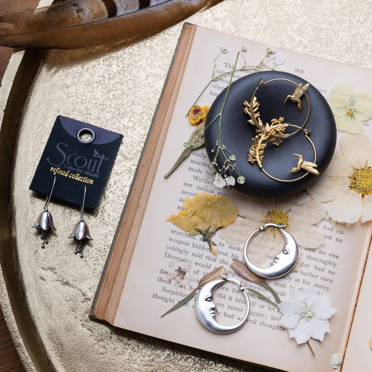 Gold Hummingbird Hoop Earrings