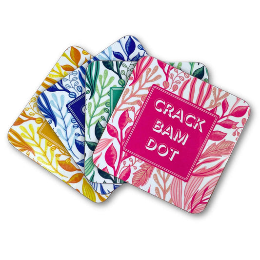 Colorful Mahjong "Crack Bam Dot" Coasters-Set of 4