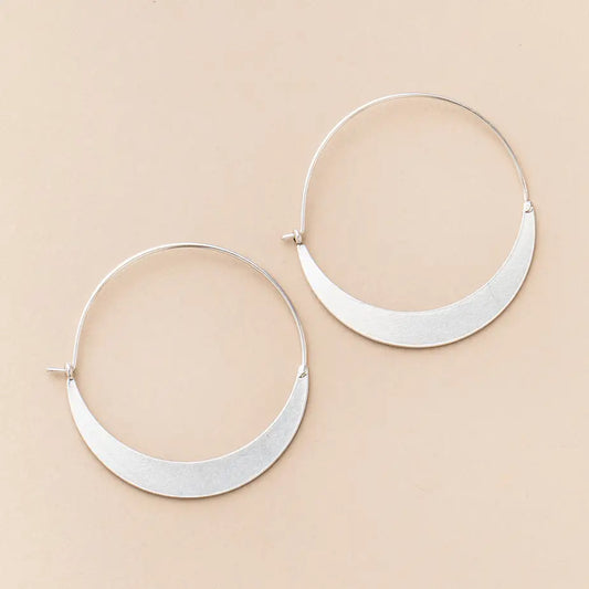 Refined Earring Collection - Crescent Hoop/Silver