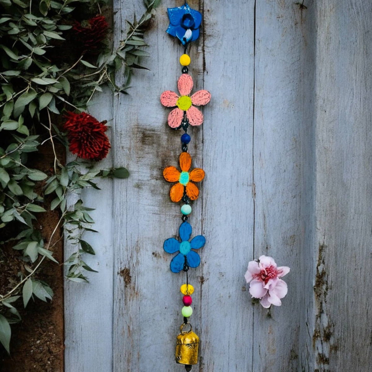 Metal Flower Wind Chime With Bell Ornament