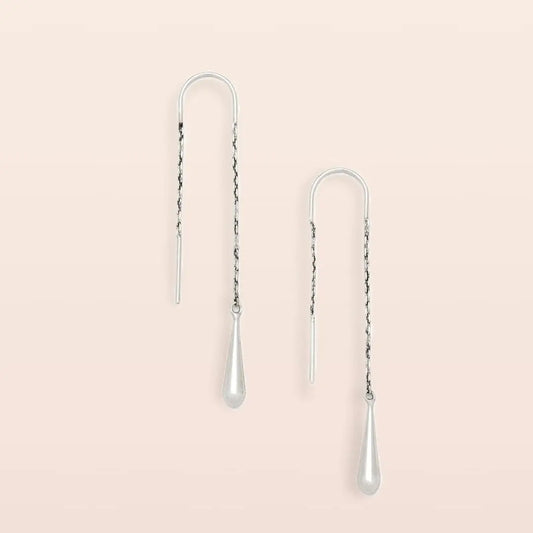 Refined Earring Collection - Teardrop Threader/Silver