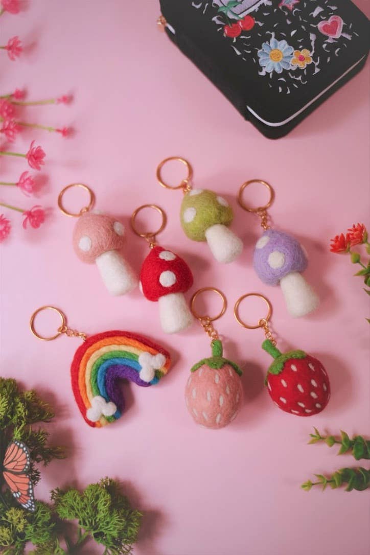 Strawberry Felt Keychain