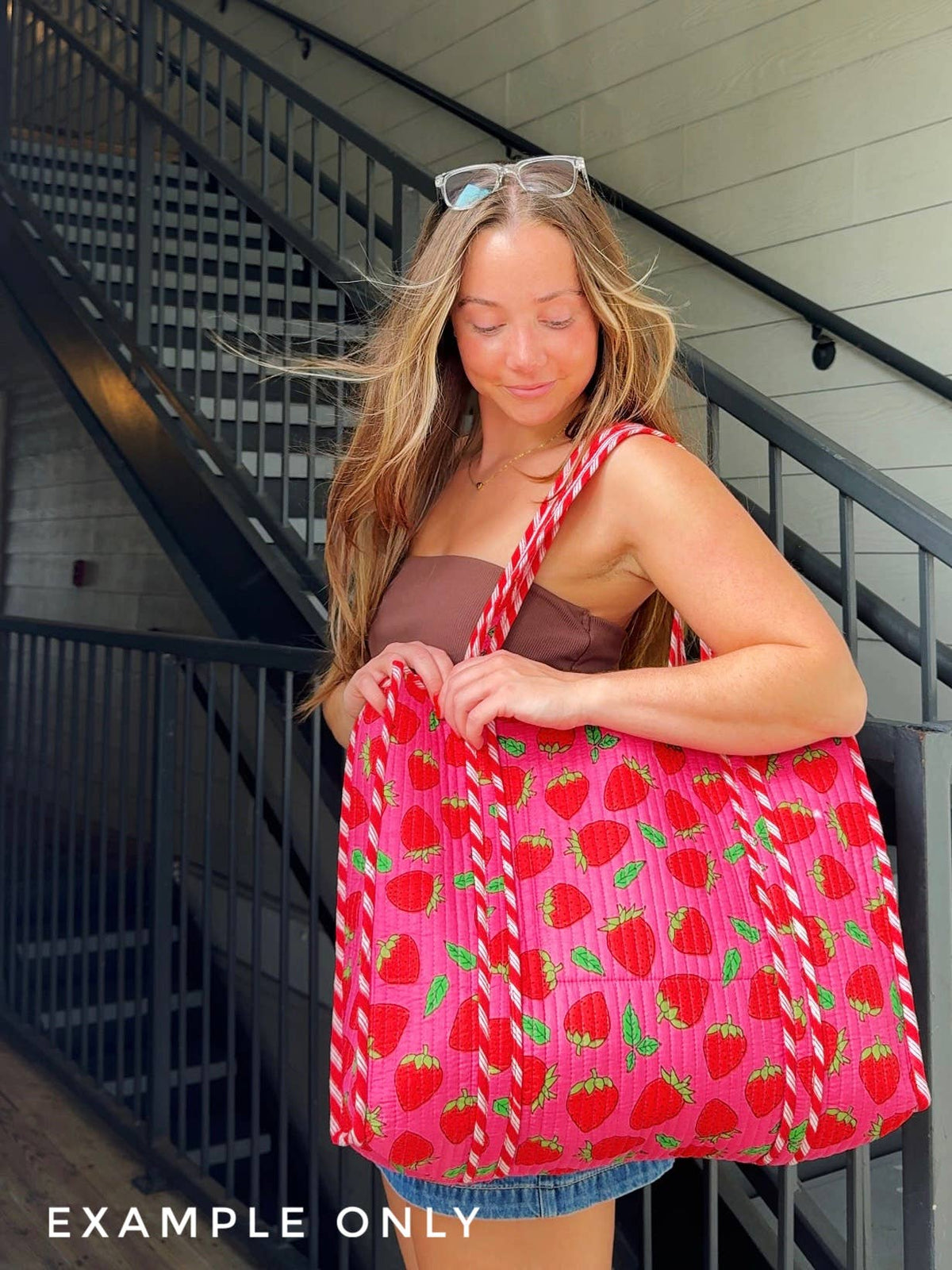 Pink Mahjong Quilted Tote Bag
