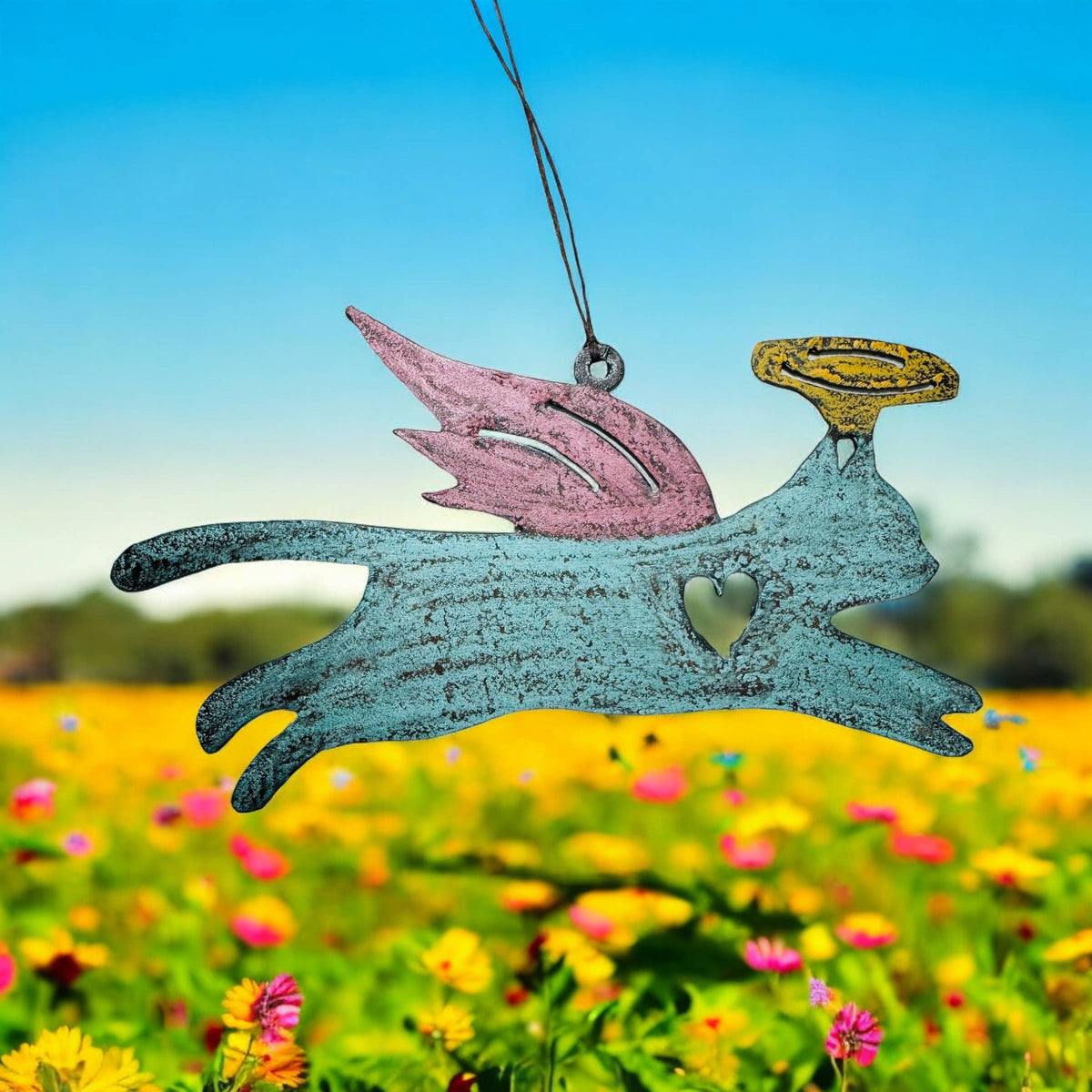 CAT Wings Halo Ornament Pet Recycled metal gift rescue mom