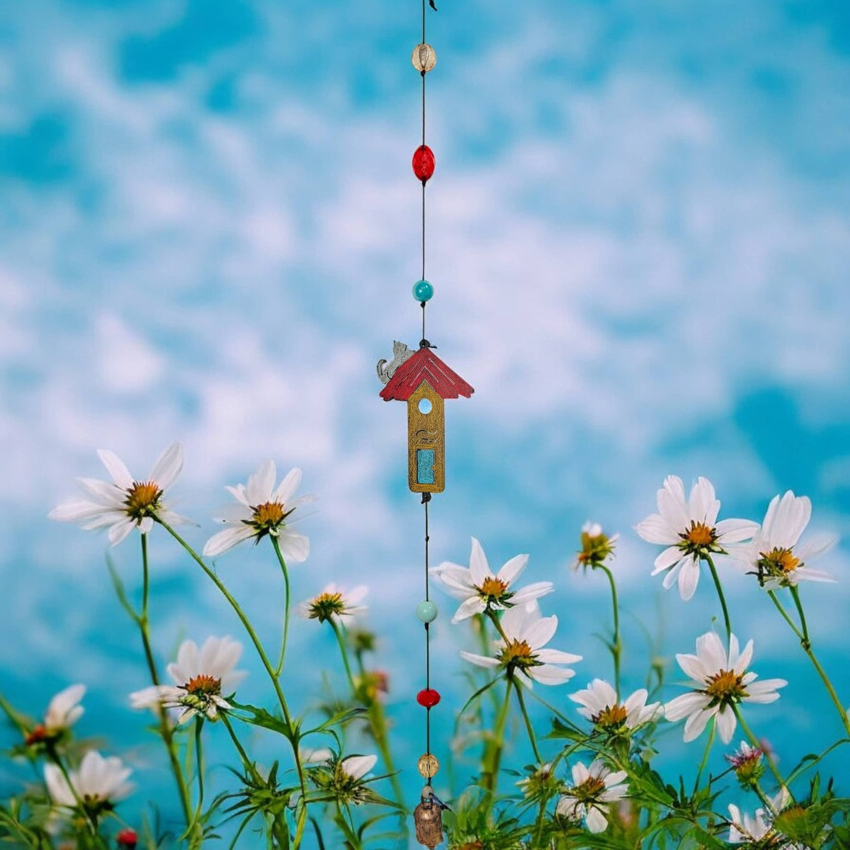 Birdhouse Cat Wind Chime
