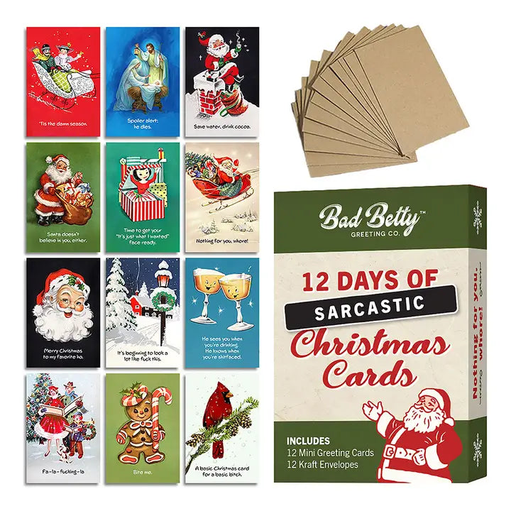 Mini 12 Days of Sarcastic Christmas Card Gift Set