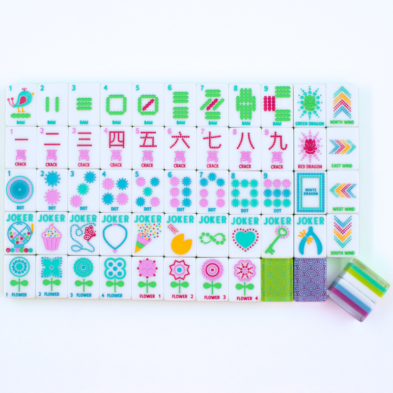 Crystal Confetti Lemon-Lime | Mahjong Set with a Sprinkle of Color and Joy