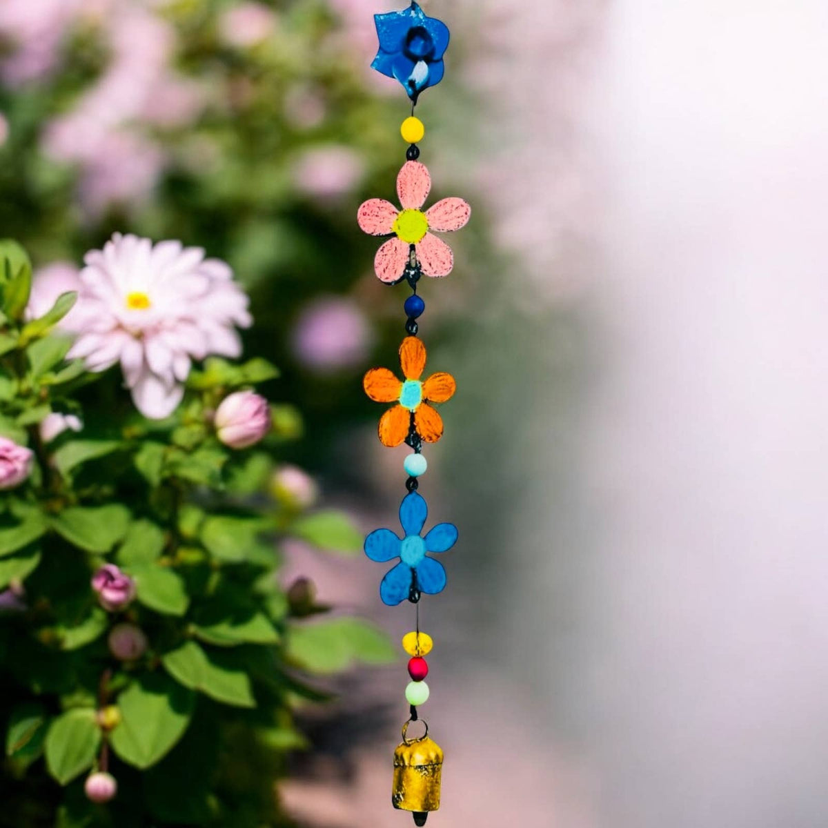 Metal Flower Wind Chime With Bell Ornament