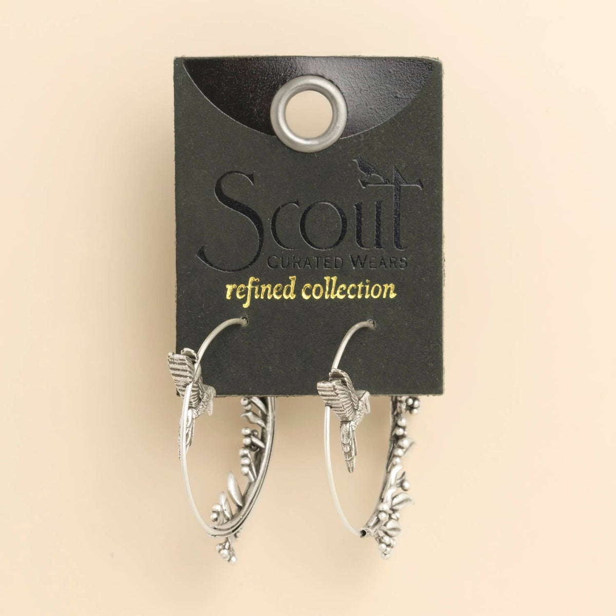 Silver Hummingbird Hoop Earrings
