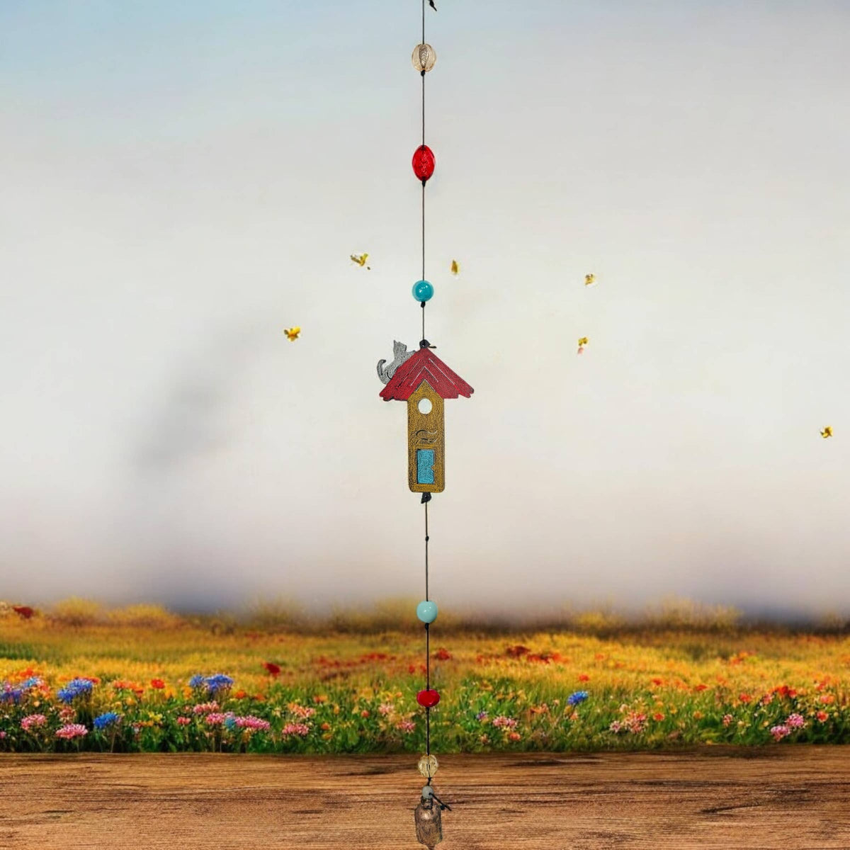 Birdhouse Cat Wind Chime