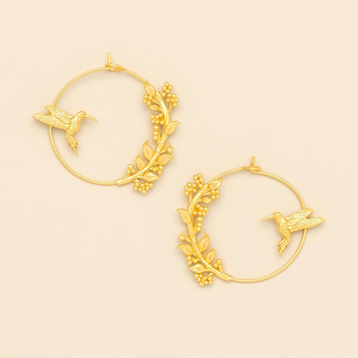 Gold Hummingbird Hoop Earrings