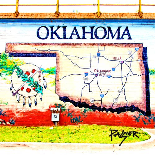 Oklahoma Map Mural Coaster