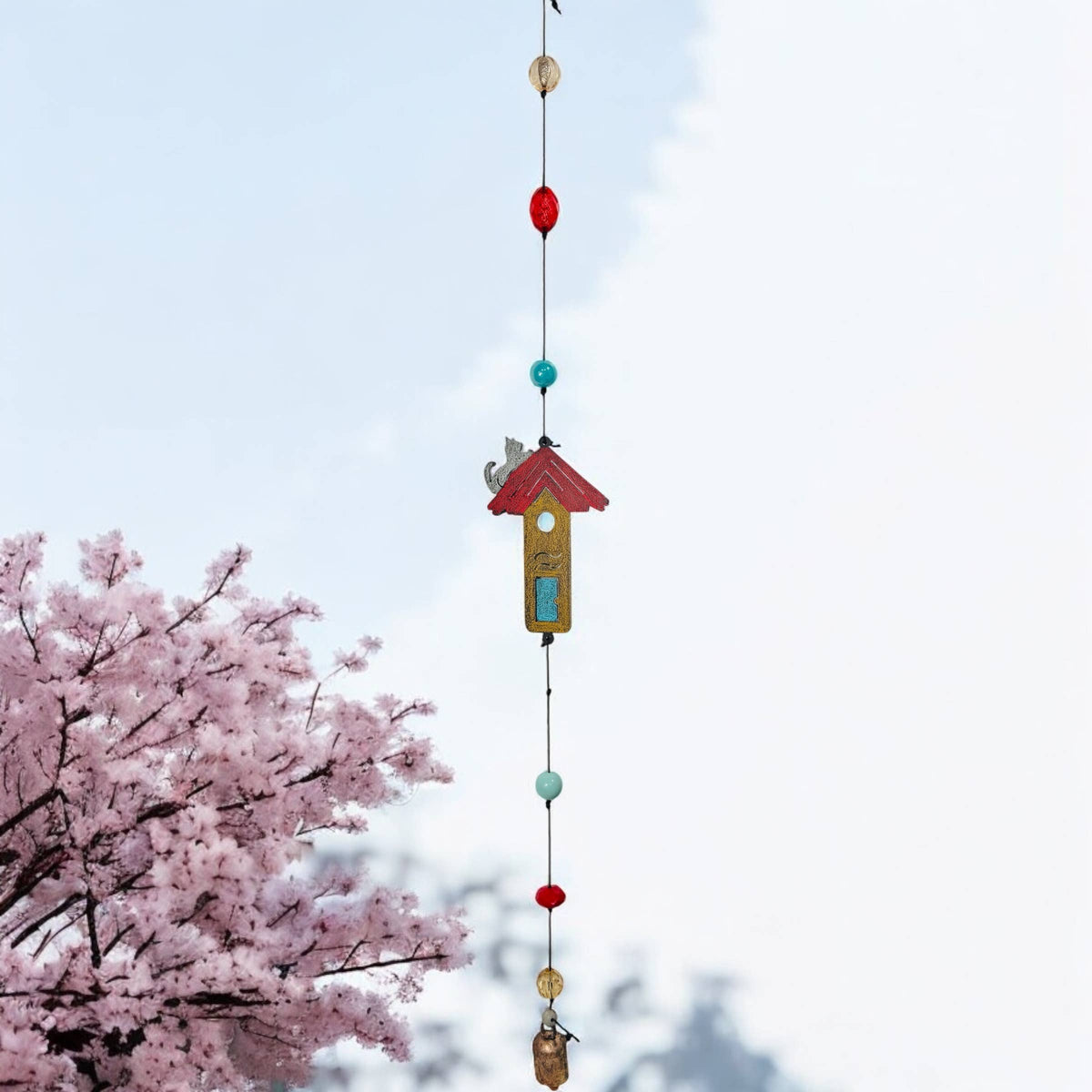 Birdhouse Cat Wind Chime