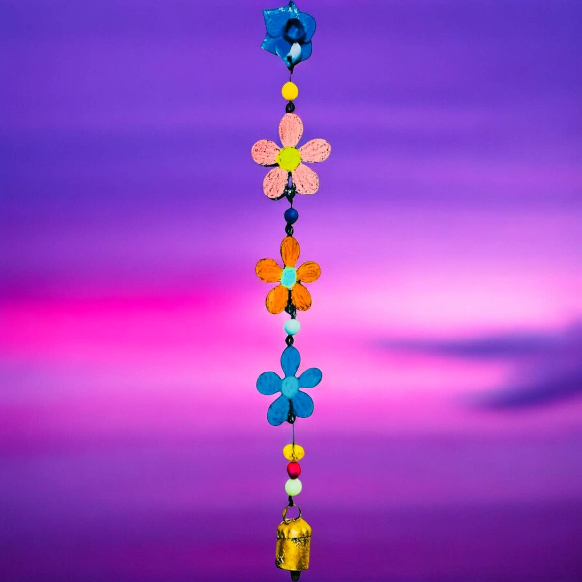 Metal Flower Wind Chime With Bell Ornament