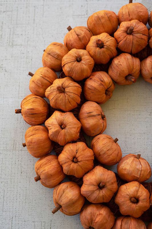 Faux Pumpkin Wreath 19"
