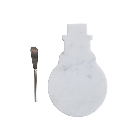 Marble Snowman Shaped Cheese/Serving Board with Canape Knife