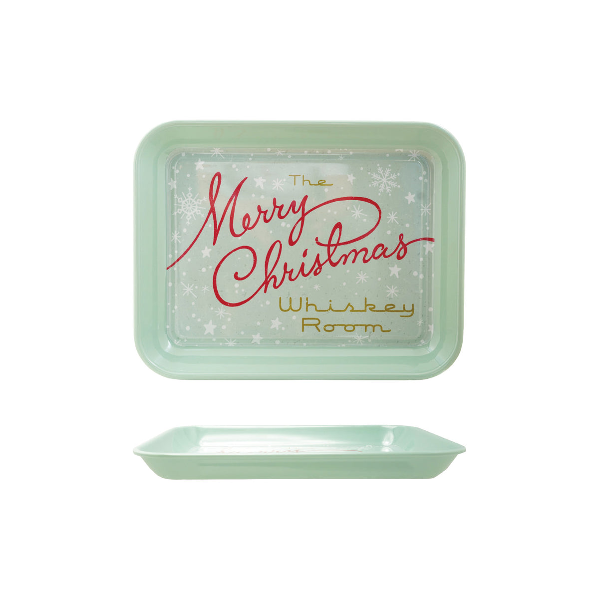 Vintage Melamine Christmas Tray with Snowflakes