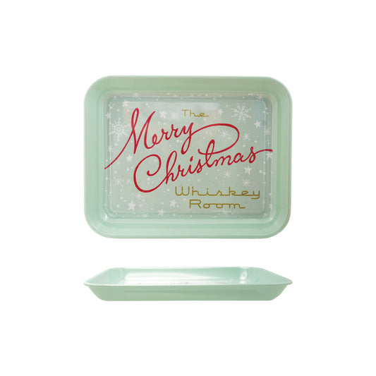 Vintage Melamine Christmas Tray with Snowflakes