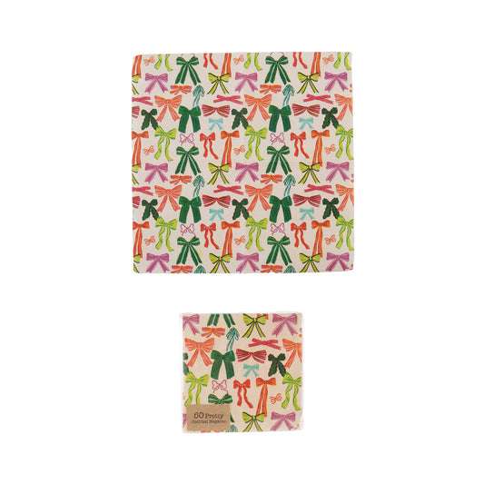 Paper Cocktail Napkins with Bow Pattern