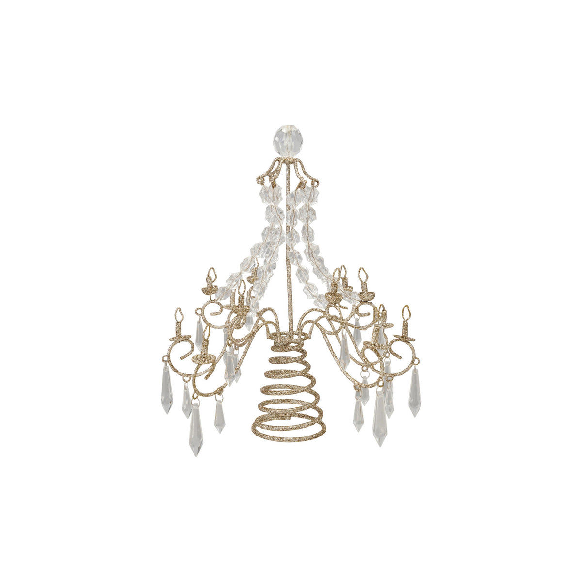 Metal Chandelier Tree Topper with Acrylic Crystals & Glitter