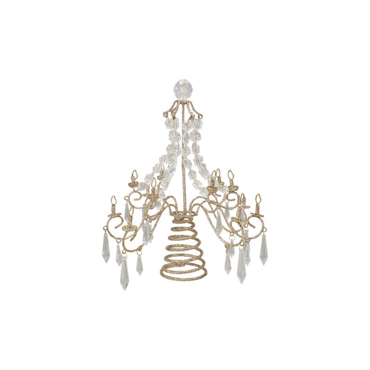 Metal Chandelier Tree Topper with Acrylic Crystals & Glitter