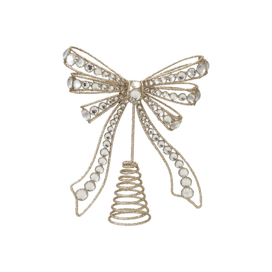 Metal Bow Tree Topper with Acrylic Jewels & Glitter