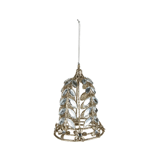Metal Bell Ornament with Acrylic Jewels & Glitter