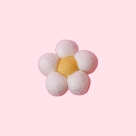 Felt Flower Car Vent Clip White