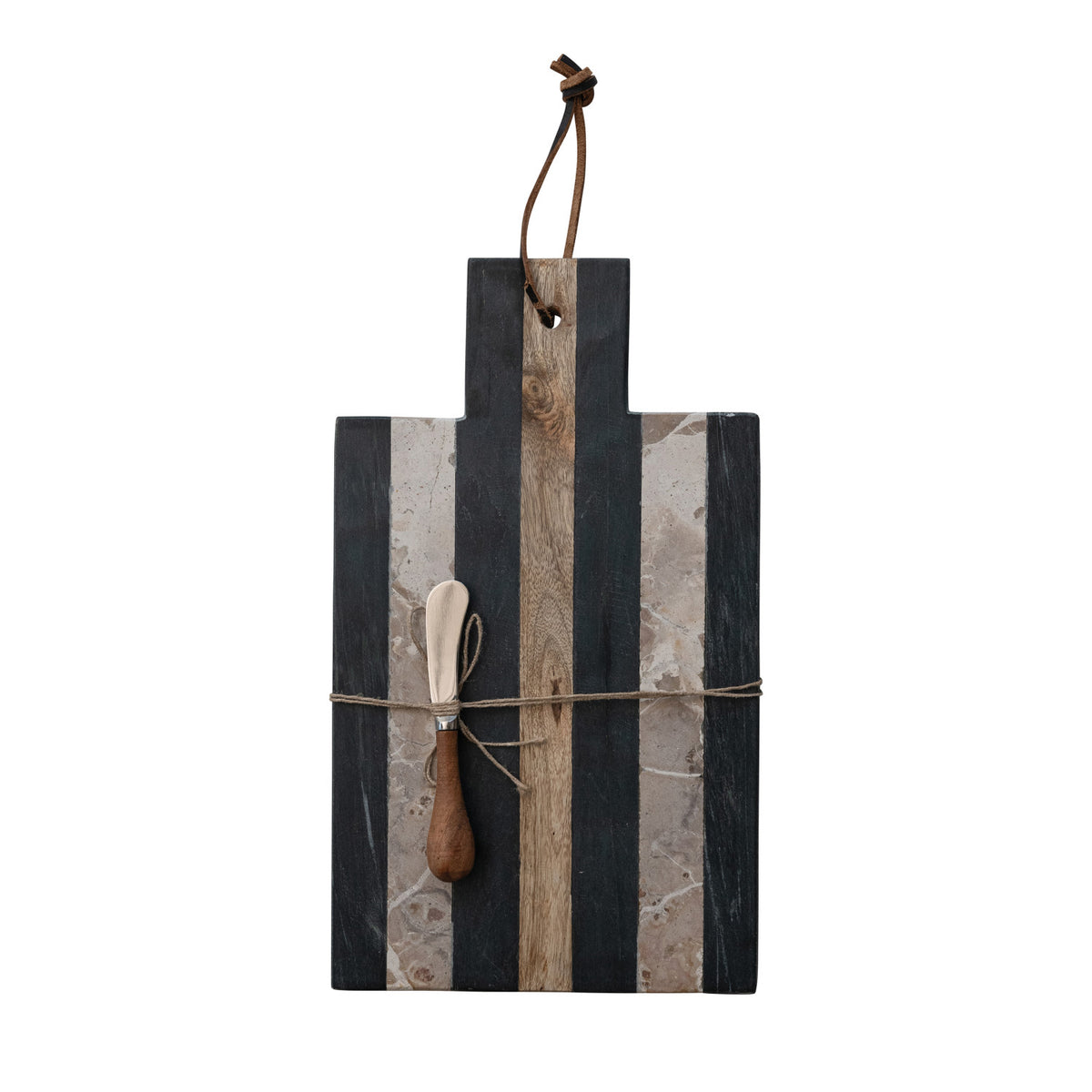 Marble Board with Leather Tie & Canape Knife