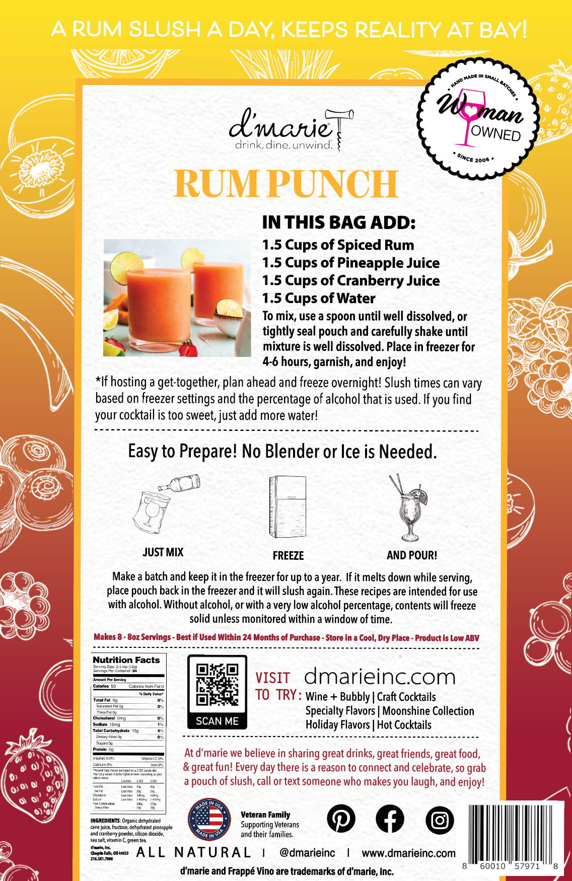 Rum Punch Cocktail - Ready-To-Freeze Cocktail
