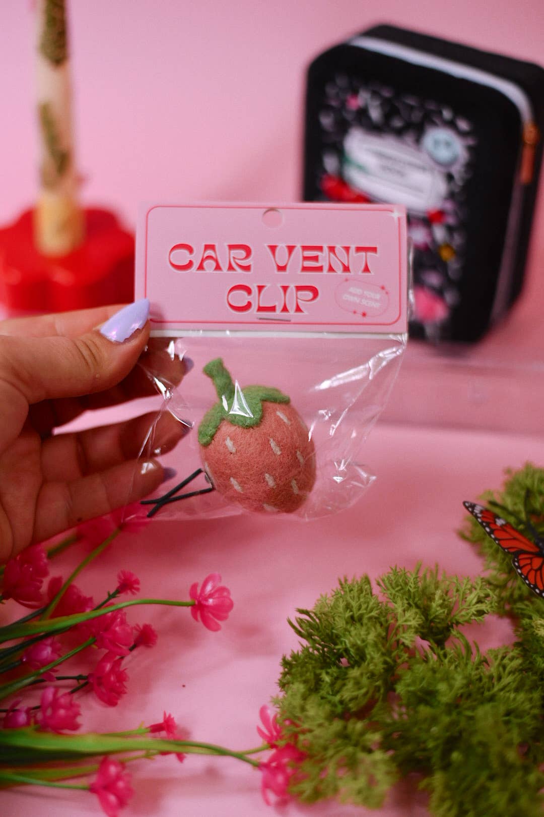 Strawberry Car Vent Clip Pink