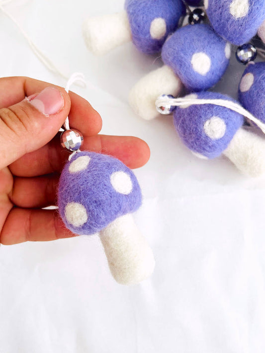 Felt Mushroom Car Mirror Hanger in Purple