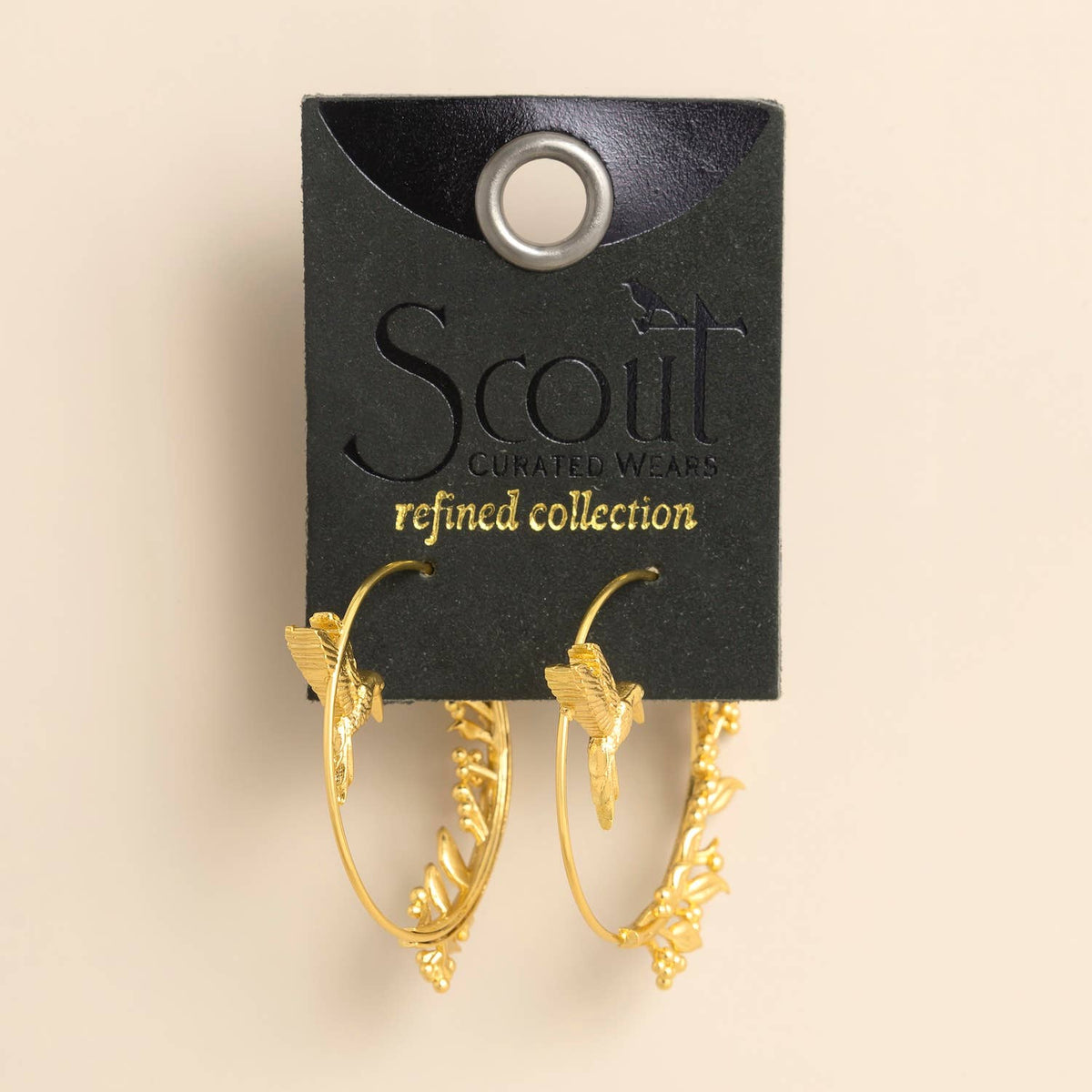Gold Hummingbird Hoop Earrings