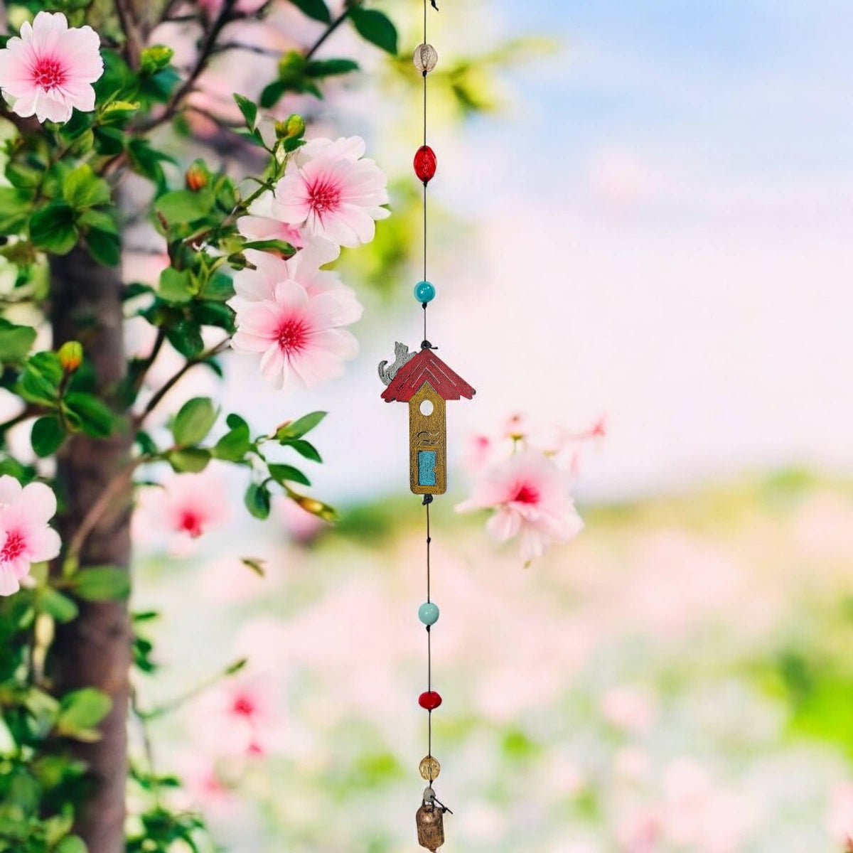 Birdhouse Cat Wind Chime