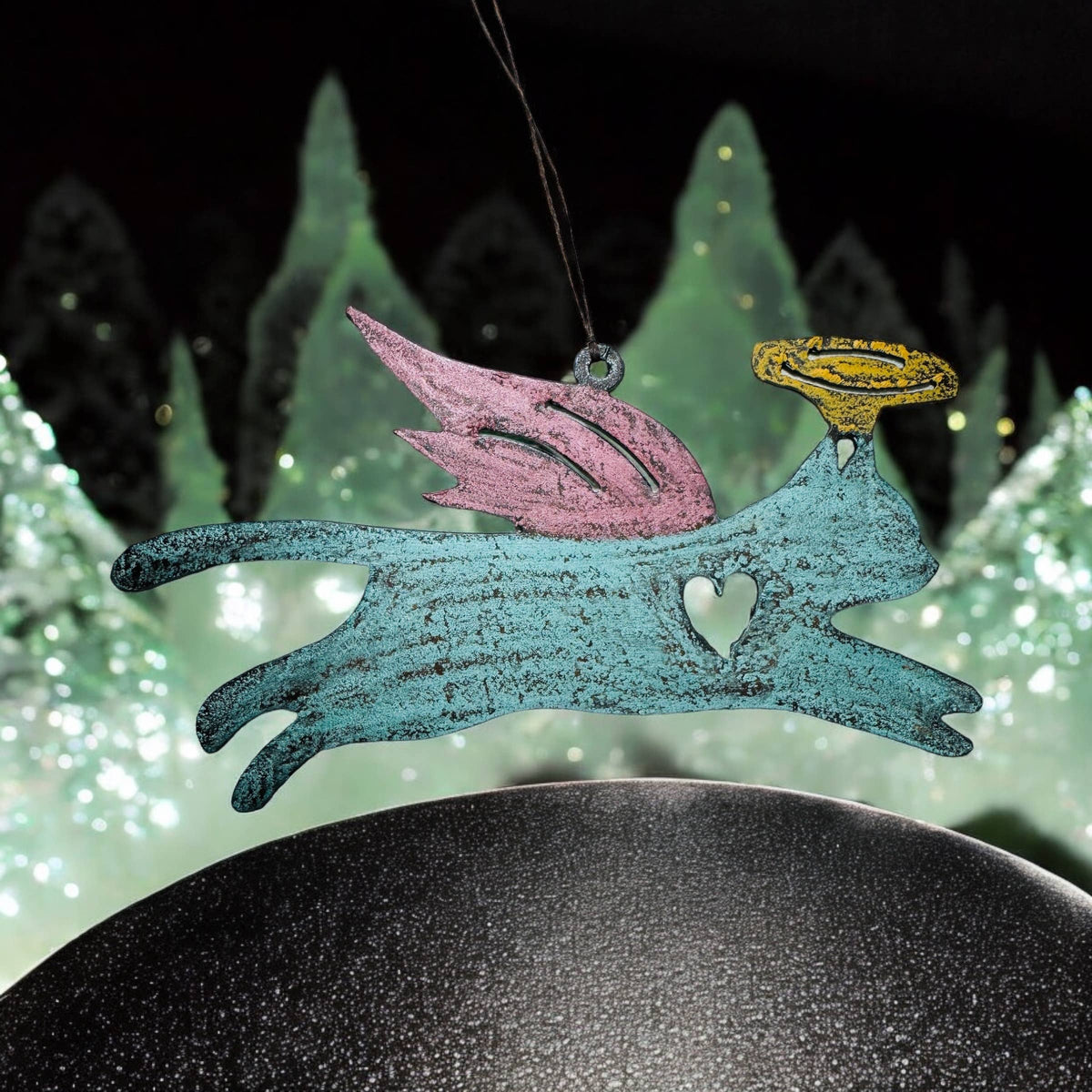 CAT Wings Halo Ornament Pet Recycled metal gift rescue mom