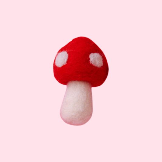 Felt Mushroom Car Vent Clip Red