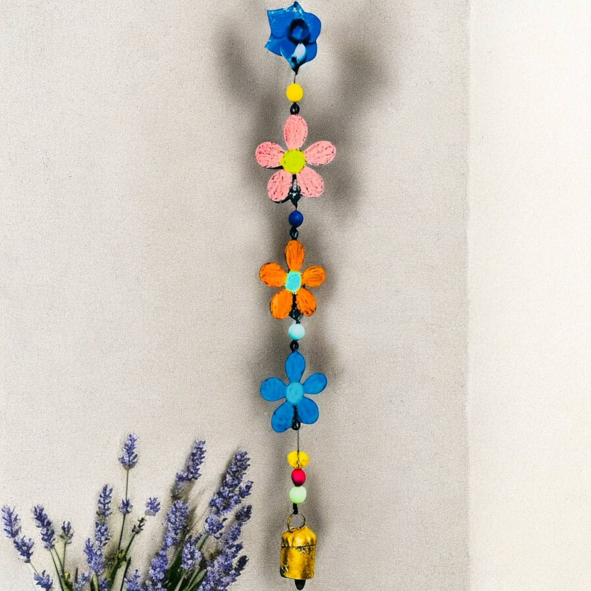 Metal Flower Wind Chime With Bell Ornament