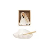 Stoneware Ghost Shaped Dish with Spoon