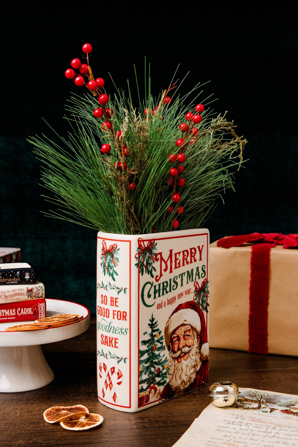 Santa is Coming to Town Book Vase